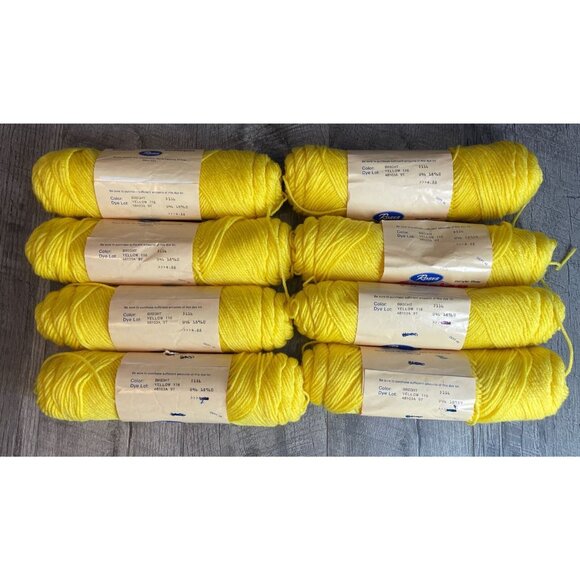VTG Creslan Yarn Acrylic Fiber 4-ply‎ Worsted Bright Yellow D116 Lot of 8 Skeins - Picture 4 of 5